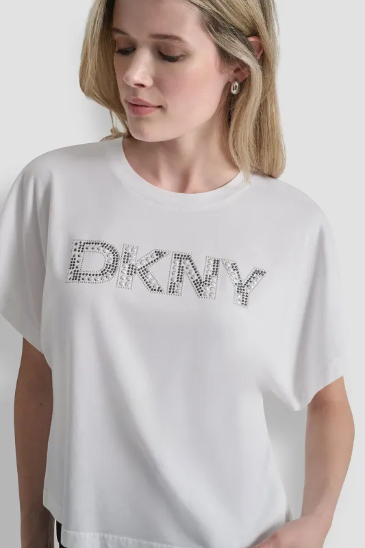 CRYSTAL LOGO TEE made by DKNY