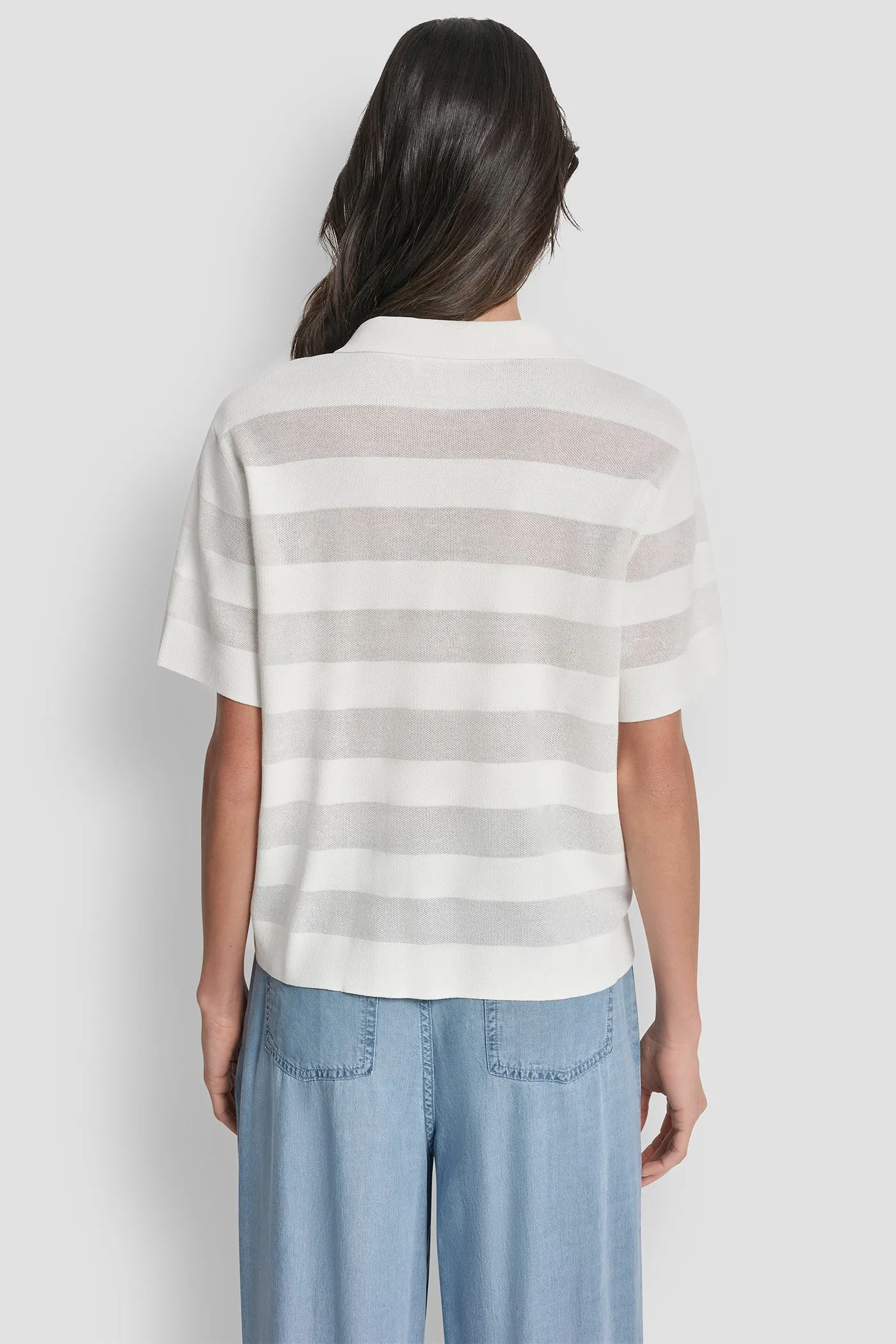SHEER STRIPED POLO SWEATER sold by DKNY product image thumbnail 2