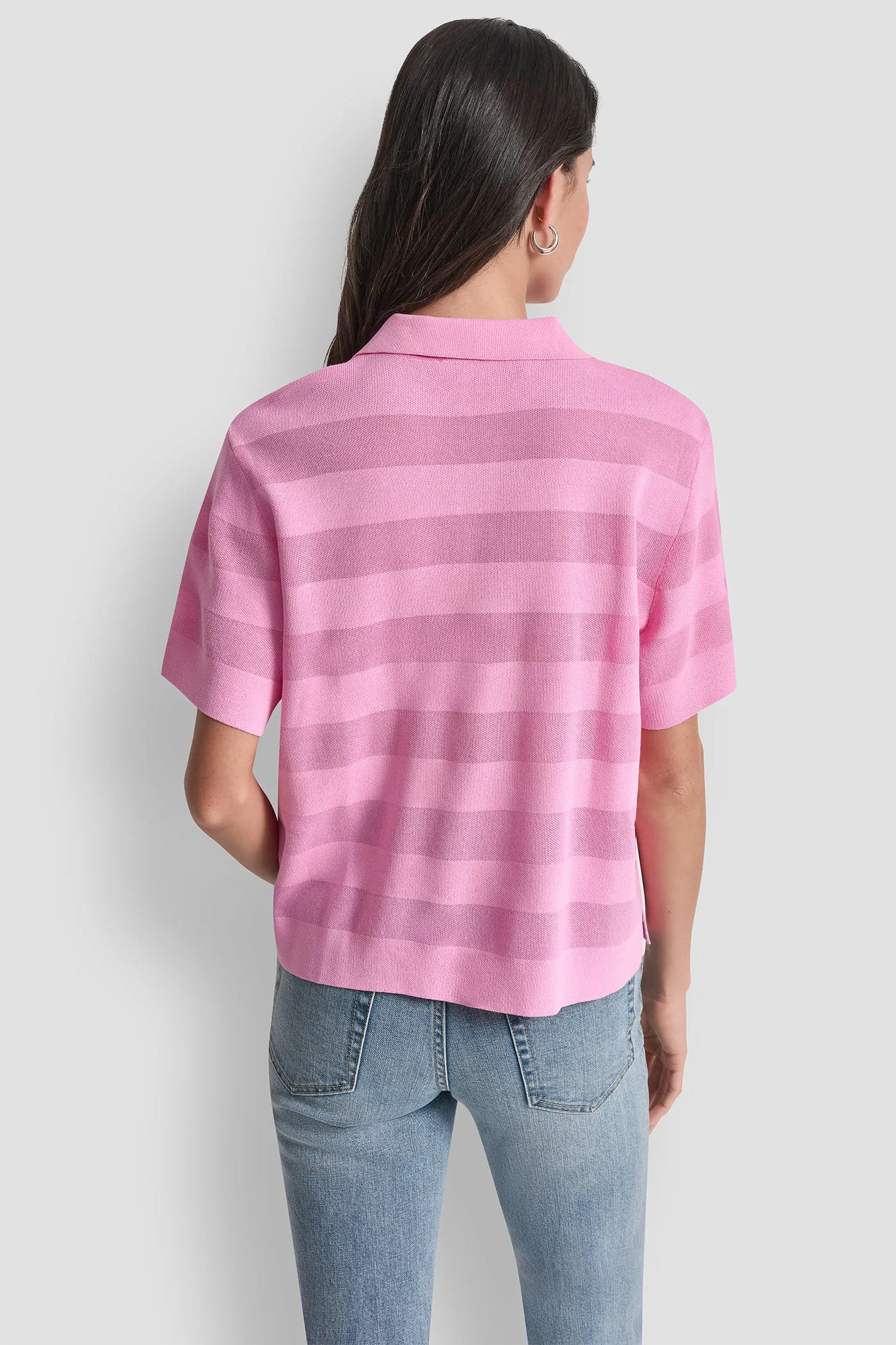 SHEER STRIPED POLO SWEATER sold by DKNY product image thumbnail 2