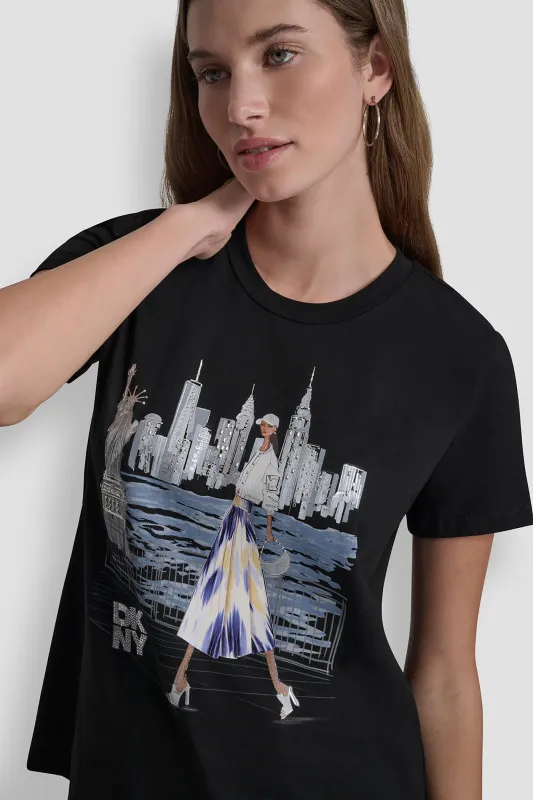 STATUE OF LIBERTY CONVERSATIONAL T-SHIRT made by DKNY