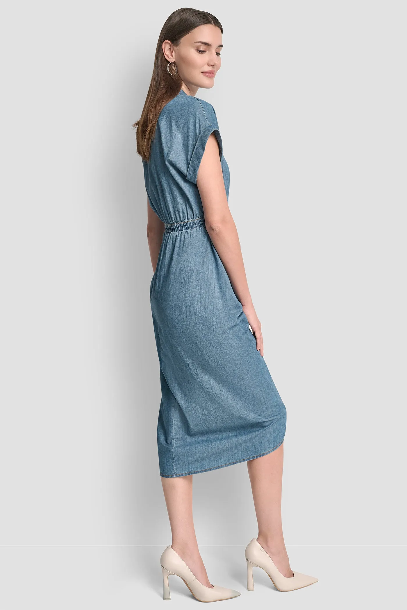 SHORT SLEEVE MIDI SHIRT DRESS sold by DKNY product image thumbnail 3