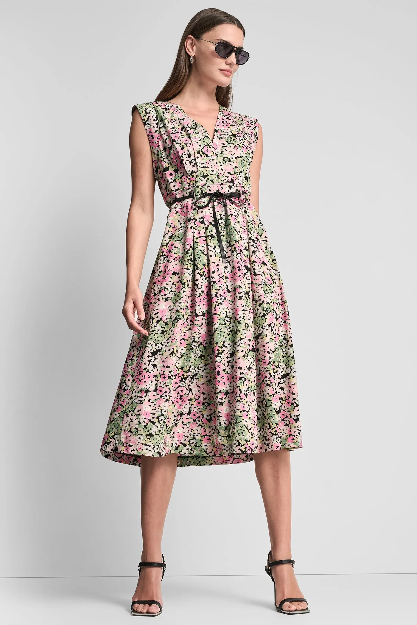 FLORAL MIDI FIT & FLARE DRESS sold by DKNY