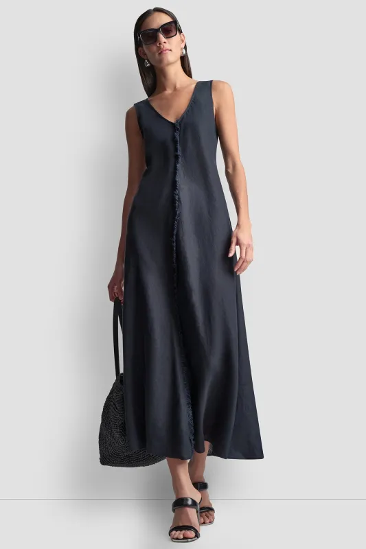 LINEN FRAYED MAXI DRESS sold by DKNY