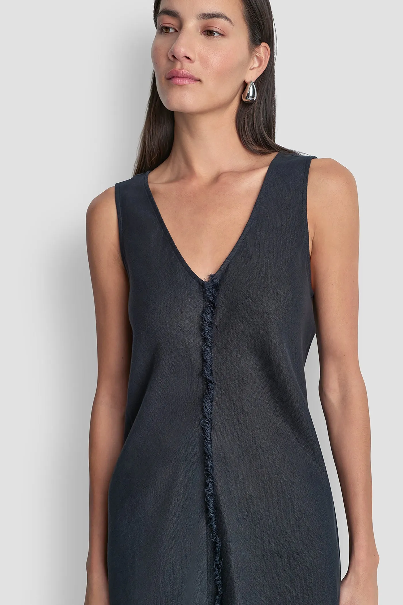 FRAYED LINEN MAXI DRESS sold by DKNY product image thumbnail 5