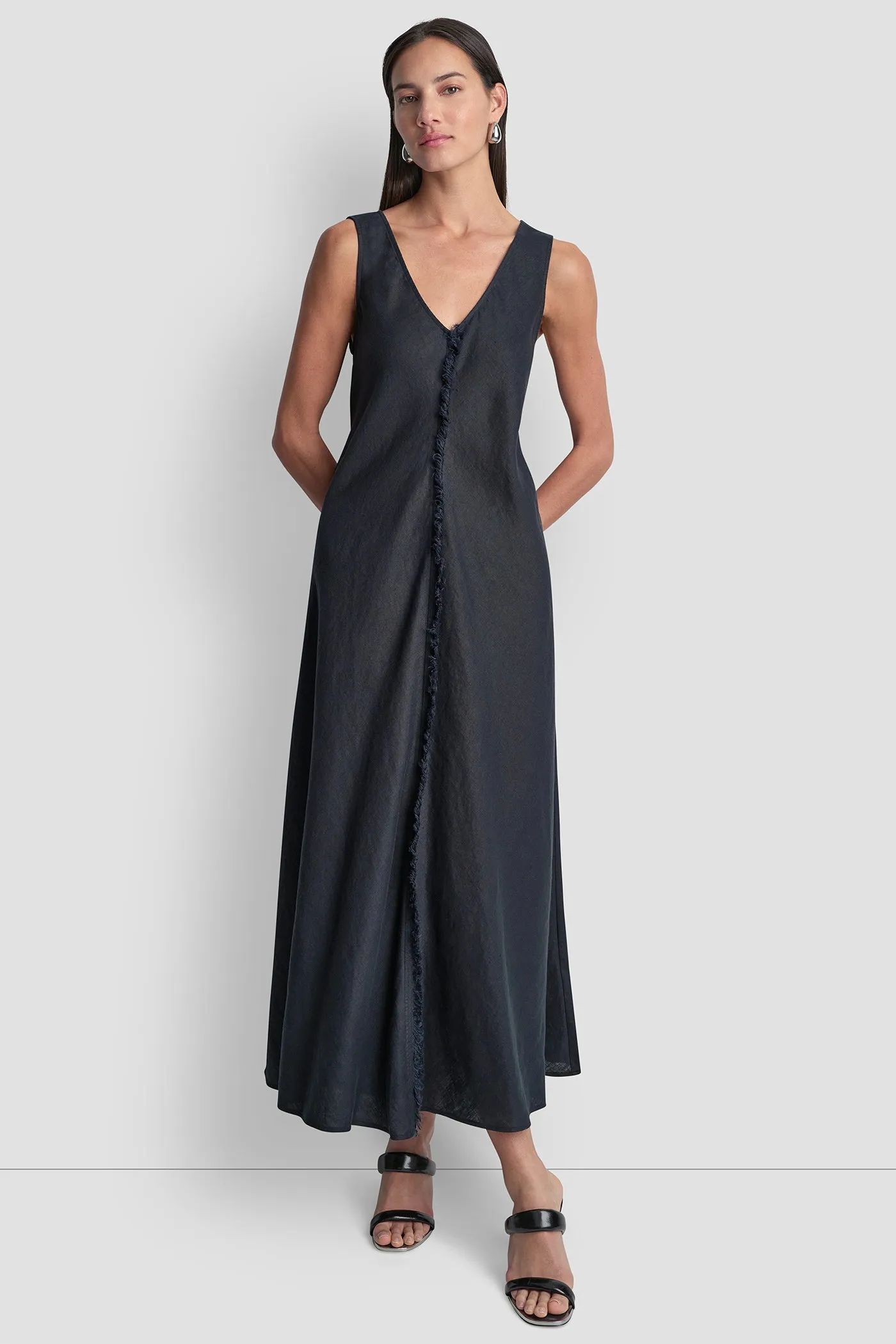 FRAYED LINEN MAXI DRESS sold by DKNY product image thumbnail 4