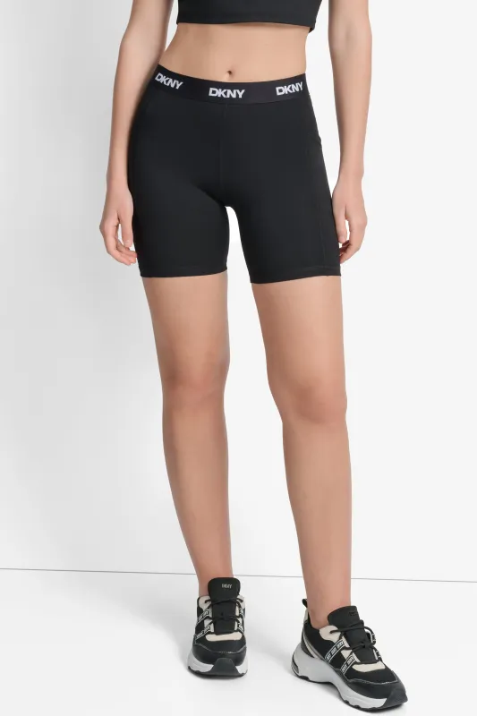 BALANCE COMPRESSION LOGO BIKE SHORT sold by DKNY