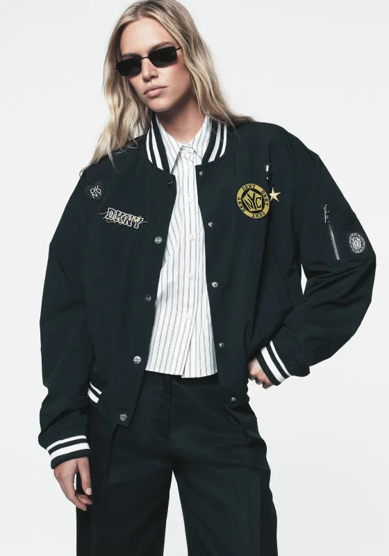 1989 PINS & PATCHES VARSITY JACKET sold by DKNY