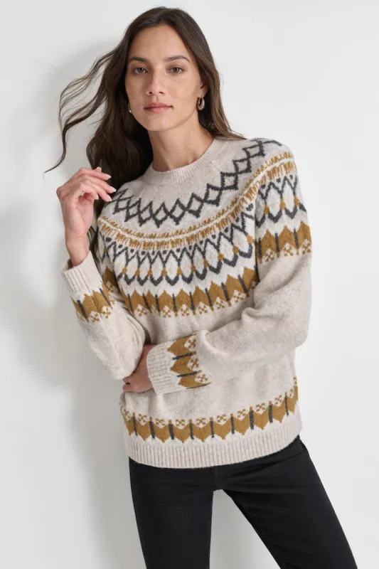 FAIRISLE LUREX RAGLAN SWEATER sold by DKNY
