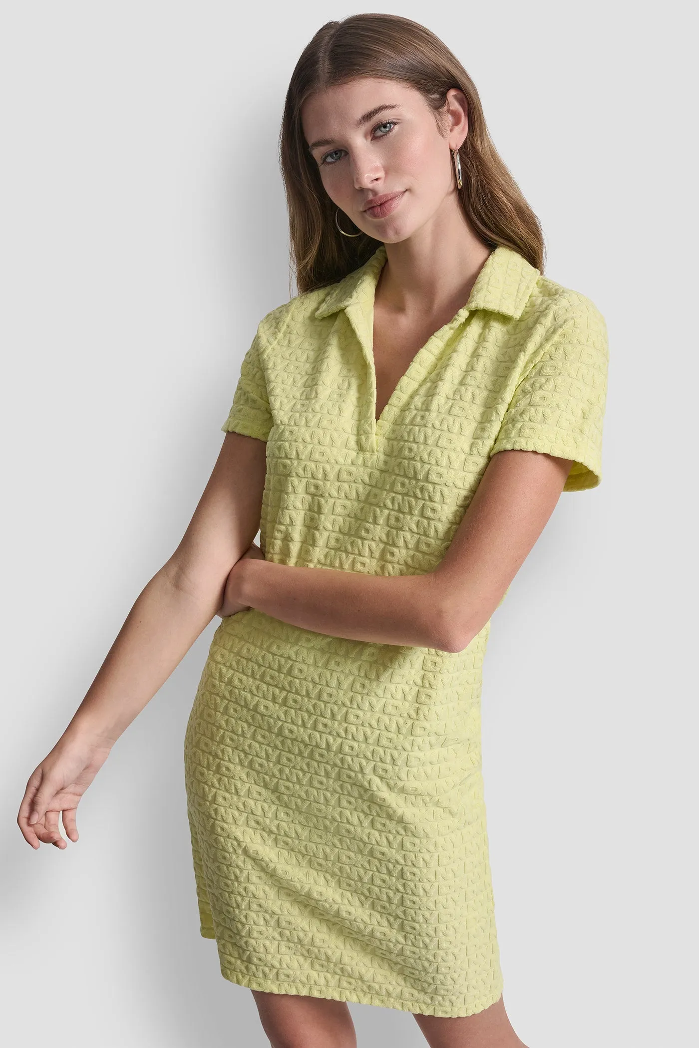 LOGO JACQUARD POLO DRESS sold by DKNY product image thumbnail 4