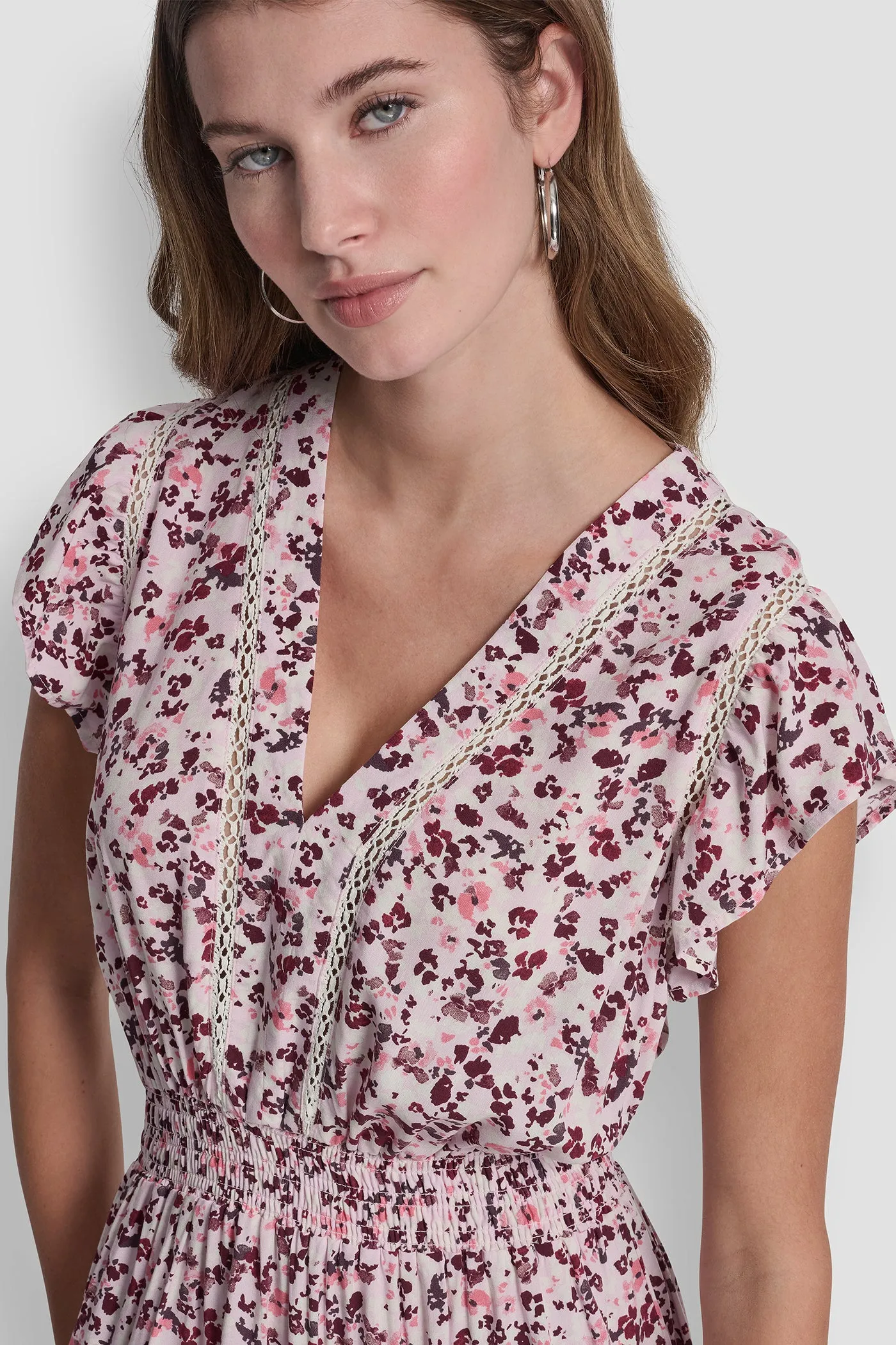 SMOCKED WAIST V-NECK DRESS sold by DKNY product image thumbnail 5