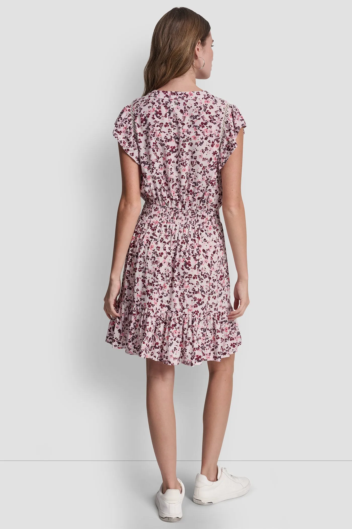 SMOCKED WAIST V-NECK DRESS sold by DKNY product image thumbnail 2