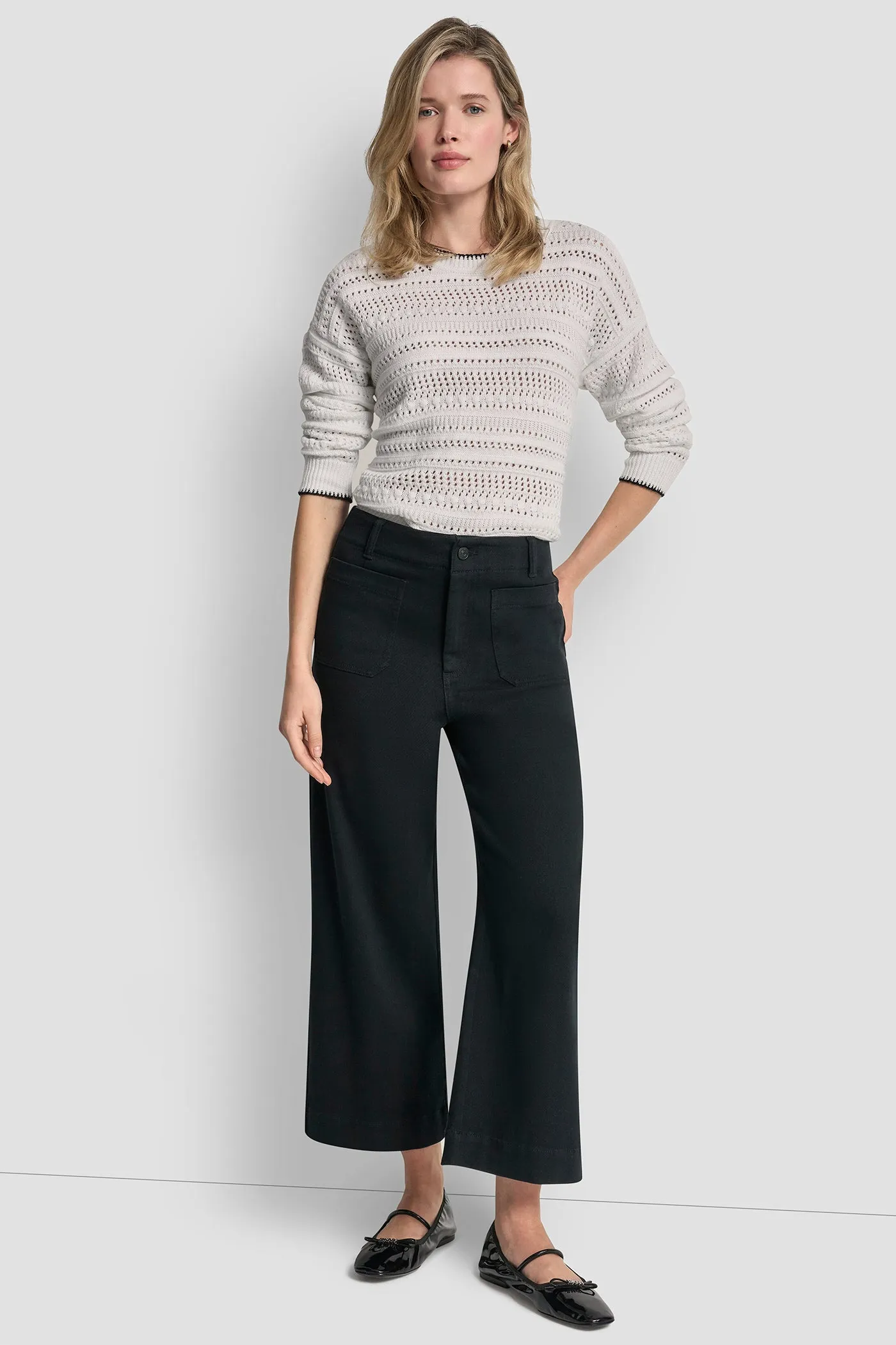 HIGH-RISE CROPPED WIDE LEG PANTS sold by DKNY