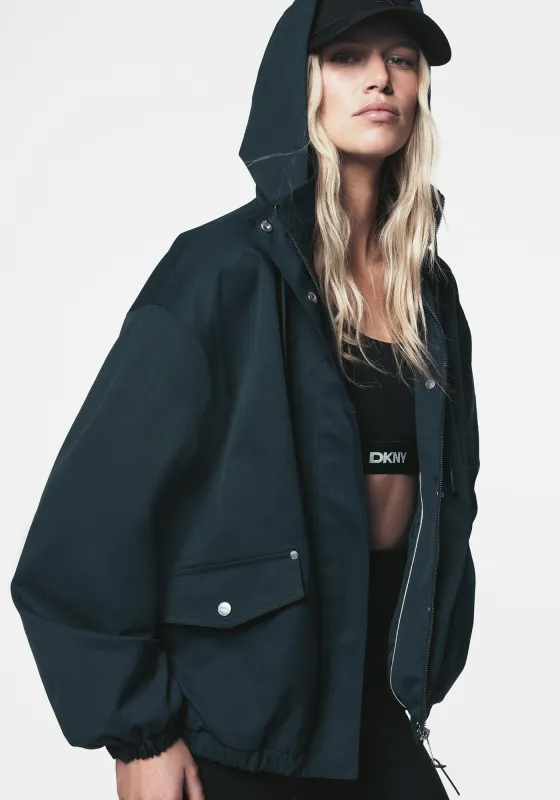 HIGH COLLAR BOMBER JACKET WITH HOOD sold by DKNY