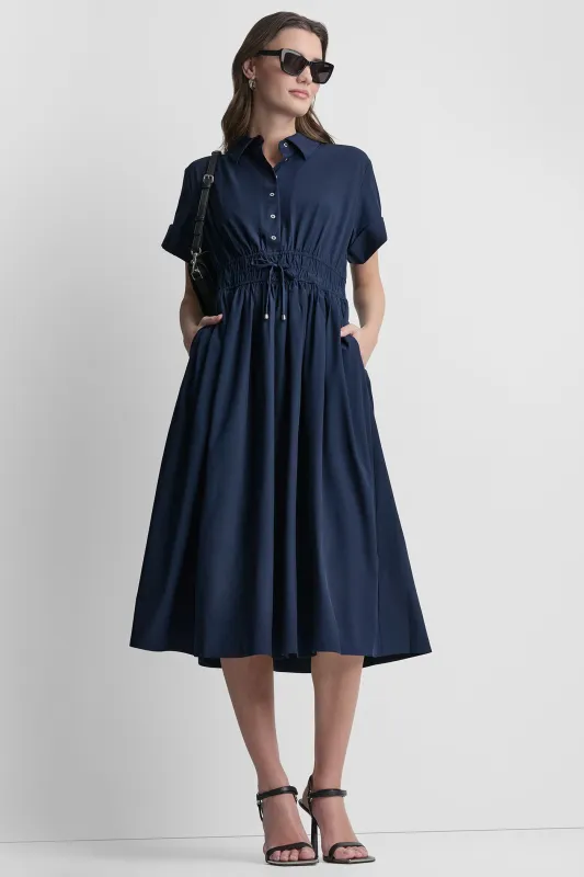 SMOCKED-WAIST COMMUTER DRESS sold by DKNY