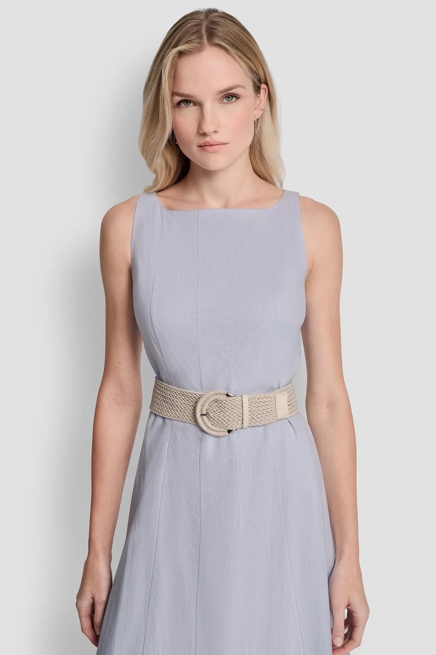 LINEN-BLEND MIDI FIT & FLARE DRESS sold by DKNY product image thumbnail 5