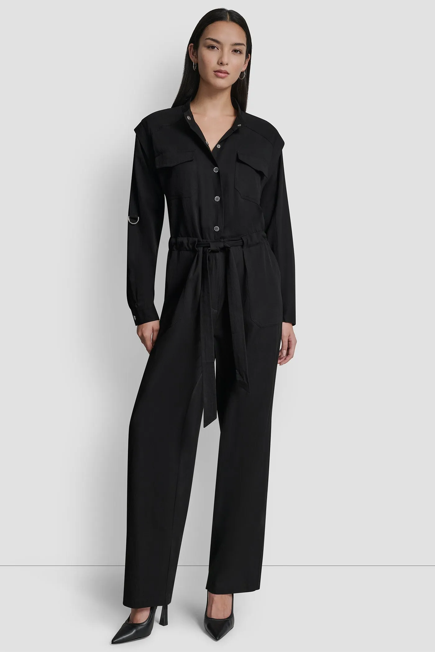 COLLARLESS BUTTON-FRONT JUMPSUIT sold by DKNY product image thumbnail 5