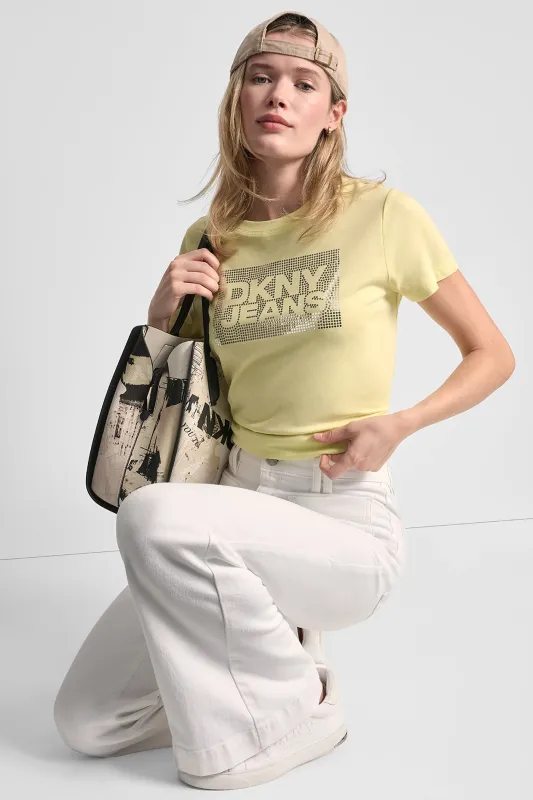 DKNY JEANS STACK LOGO RHINESTONE TEE made by DKNY