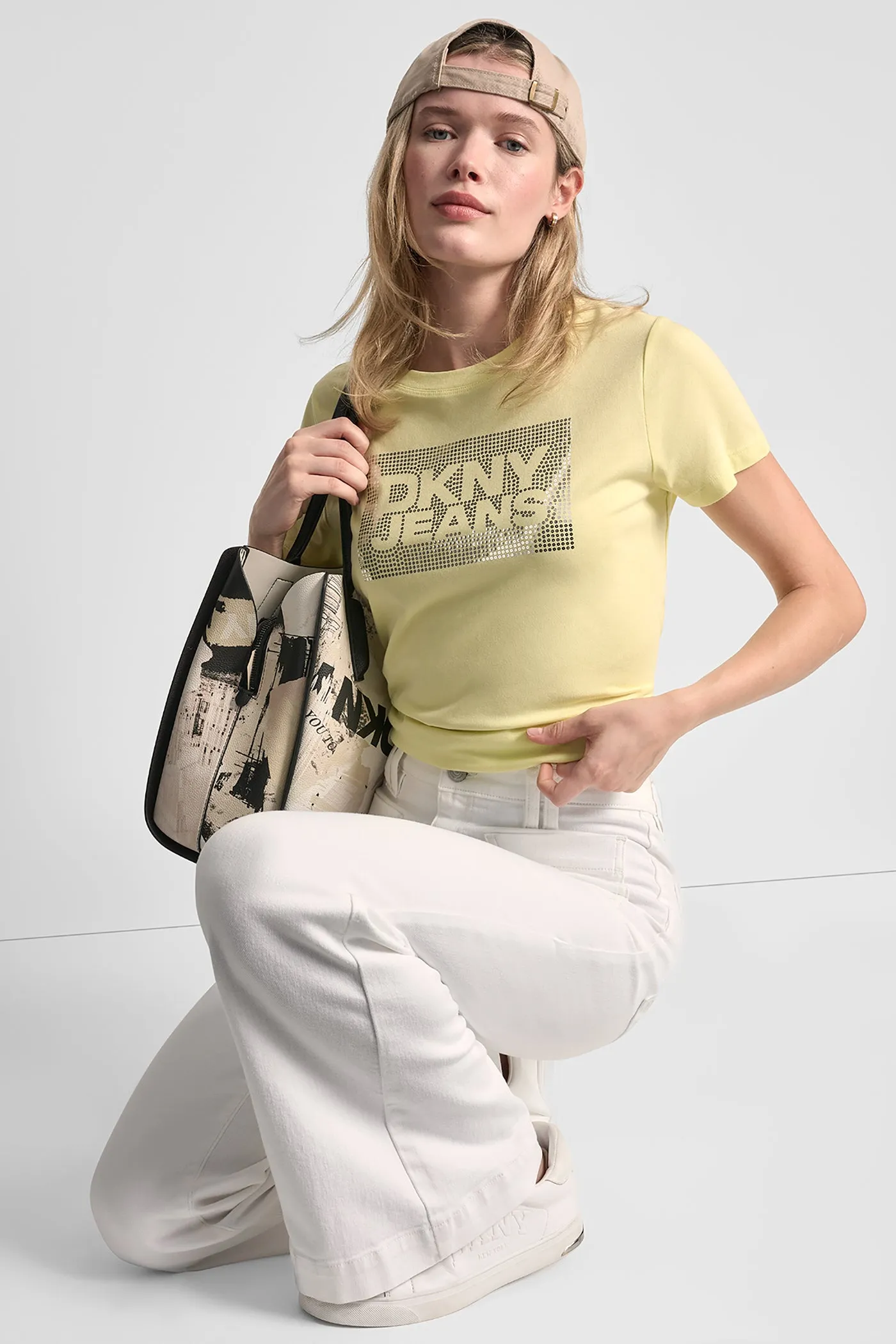 DKNY JEANS STACK LOGO RHINESTONE TEE sold by DKNY