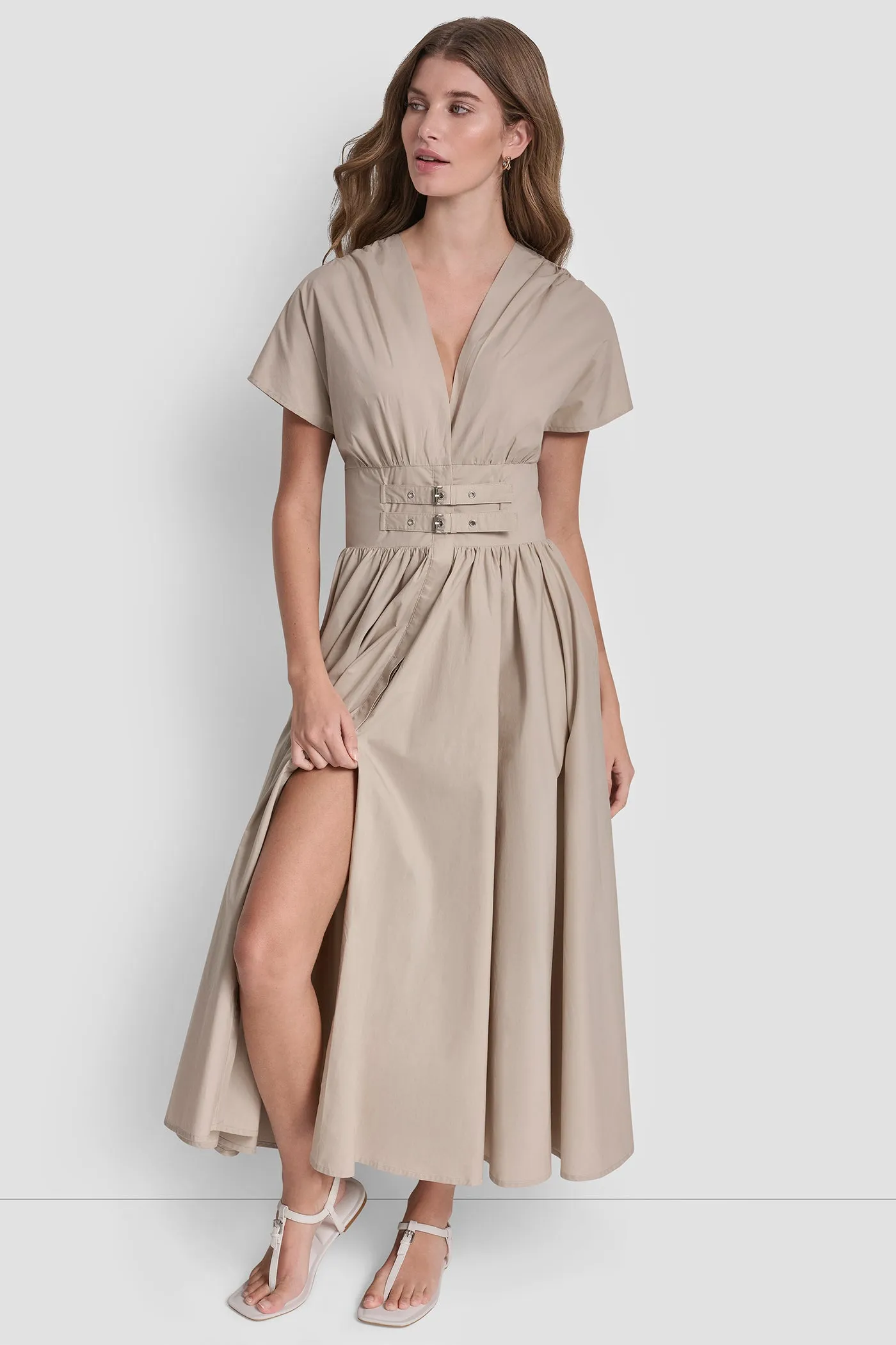 SMOCKED MIDI DRESS WITH BUCKLE sold by DKNY product image thumbnail 2