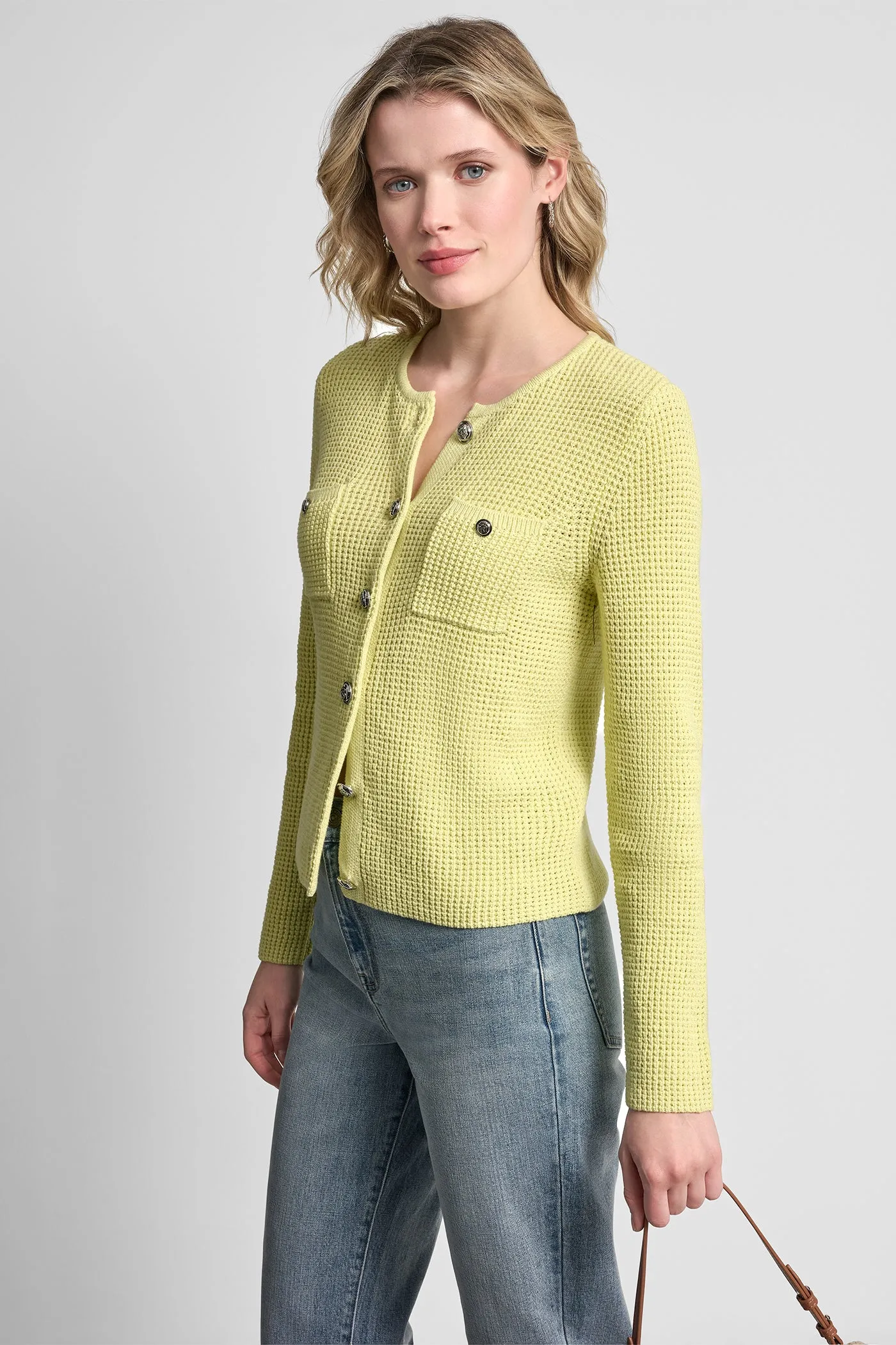 TUCK STITCH CREW NECK CARDIGAN sold by DKNY product image thumbnail 3
