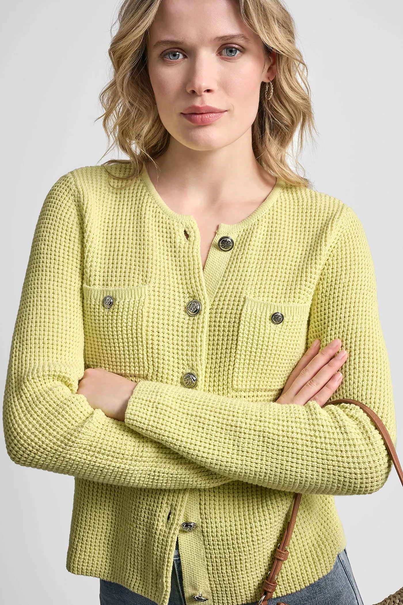TUCK STITCH CREW NECK CARDIGAN sold by DKNY product image thumbnail 5