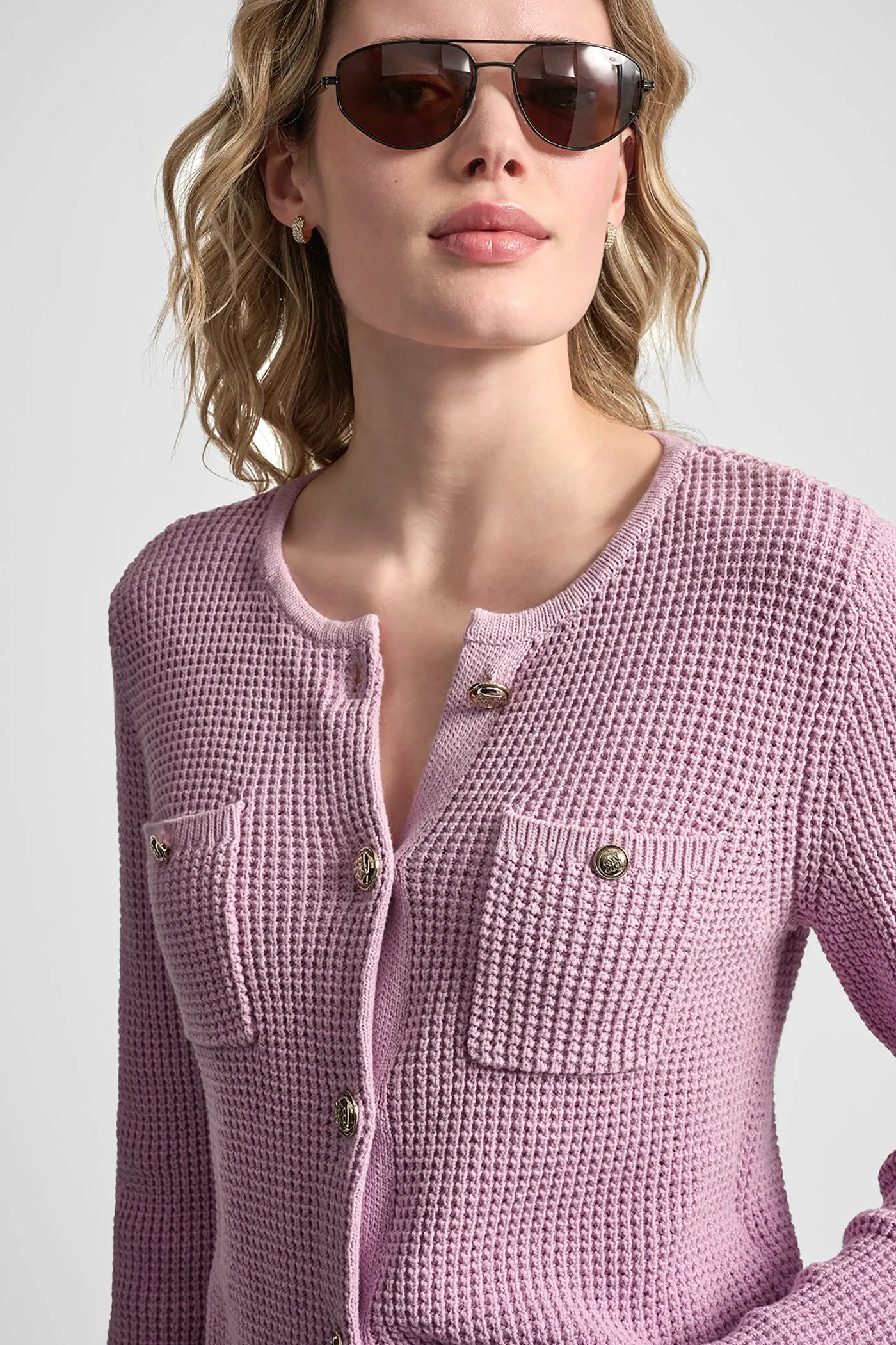 TUCK STITCH CREW NECK CARDIGAN sold by DKNY product image thumbnail 5