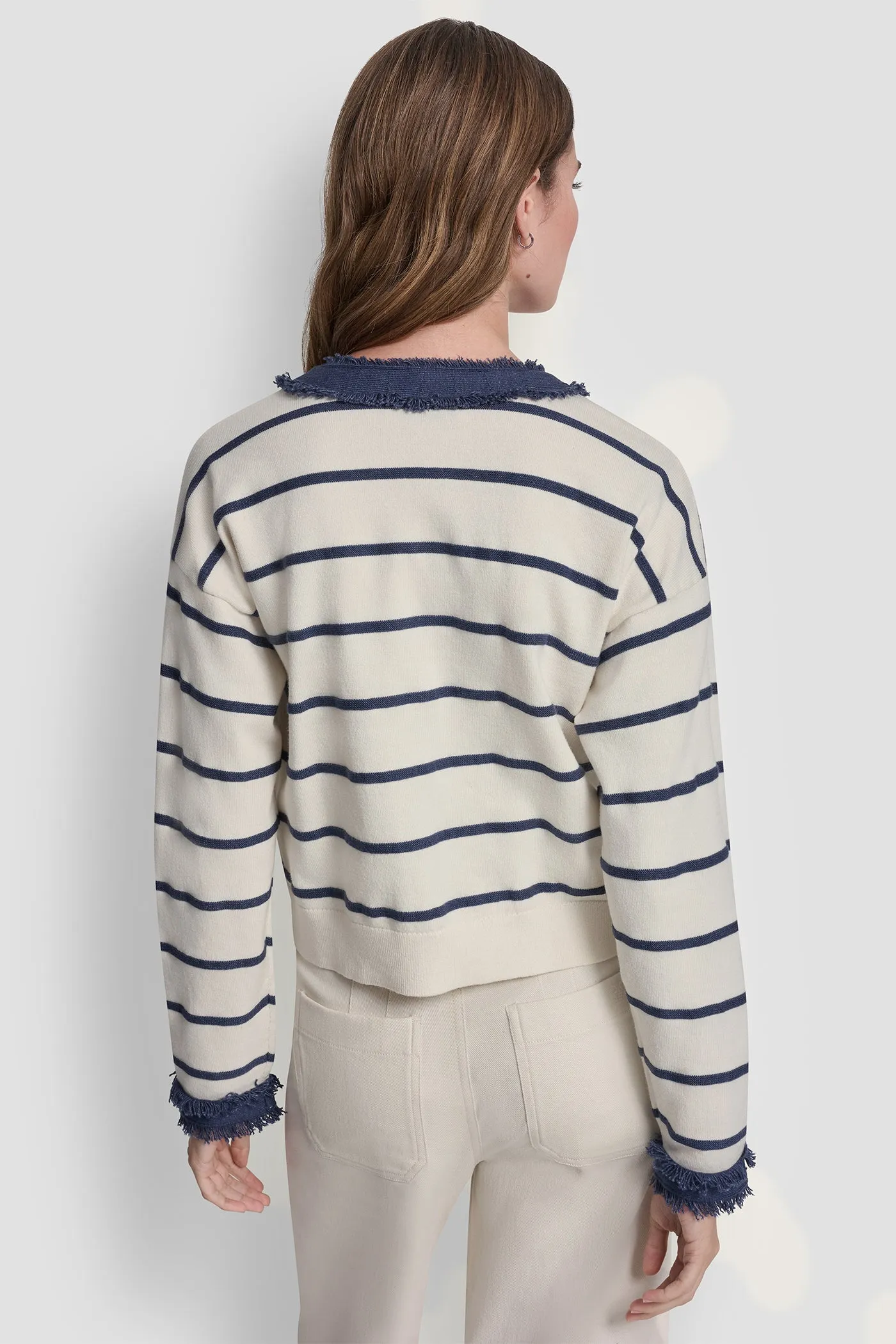 STRIPED CARDIGAN WITH DENIM FRINGE sold by DKNY product image thumbnail 2