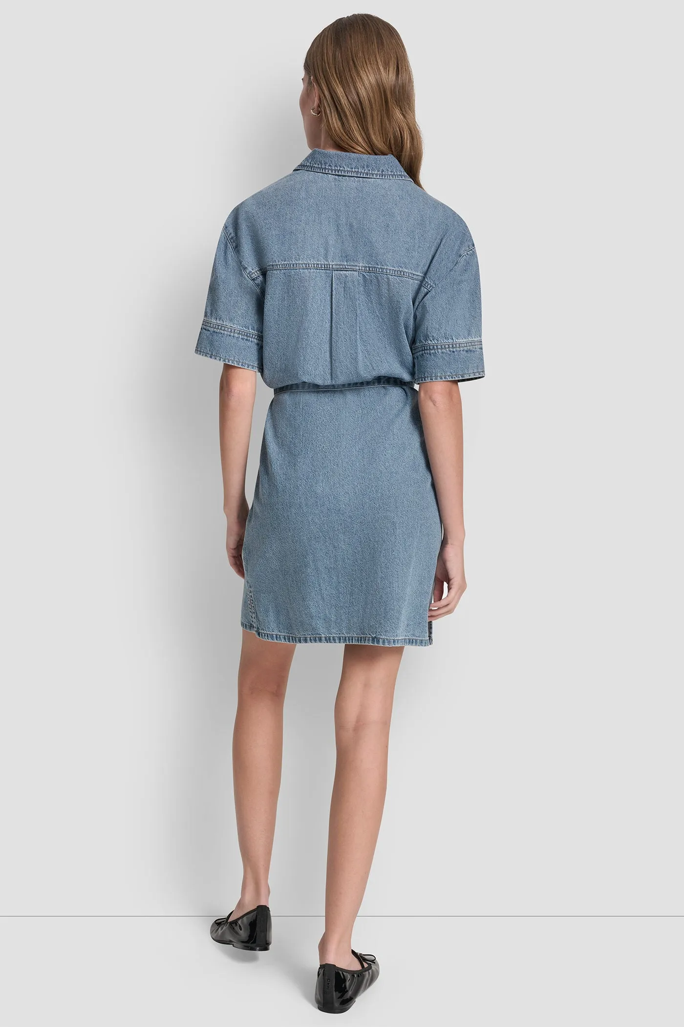 DENIM BUTTON-FRONT SHIRT DRESS sold by DKNY product image thumbnail 2