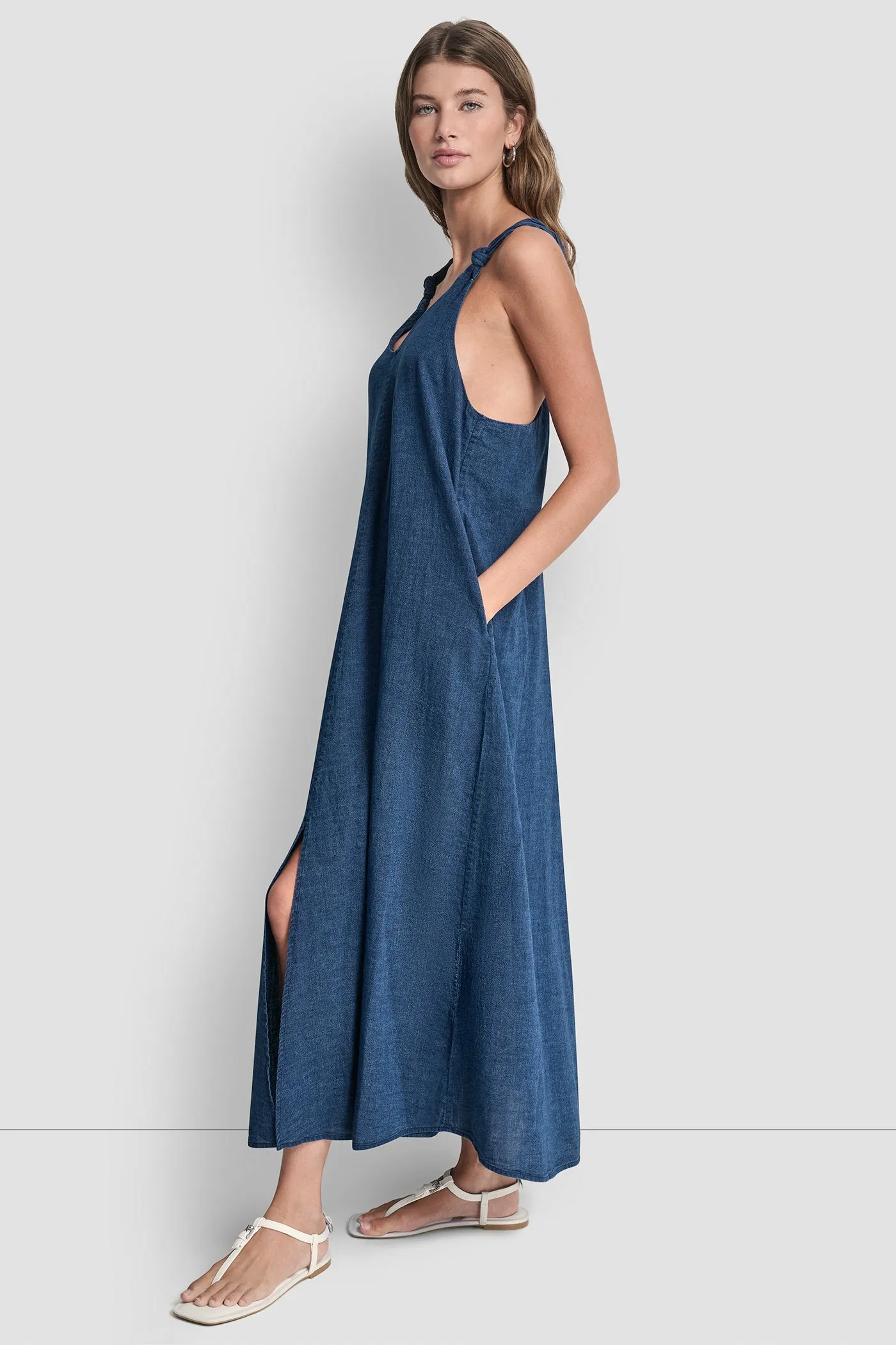 KNOTTED STRAP V-NECK MAXI DRESS sold by DKNY product image thumbnail 3
