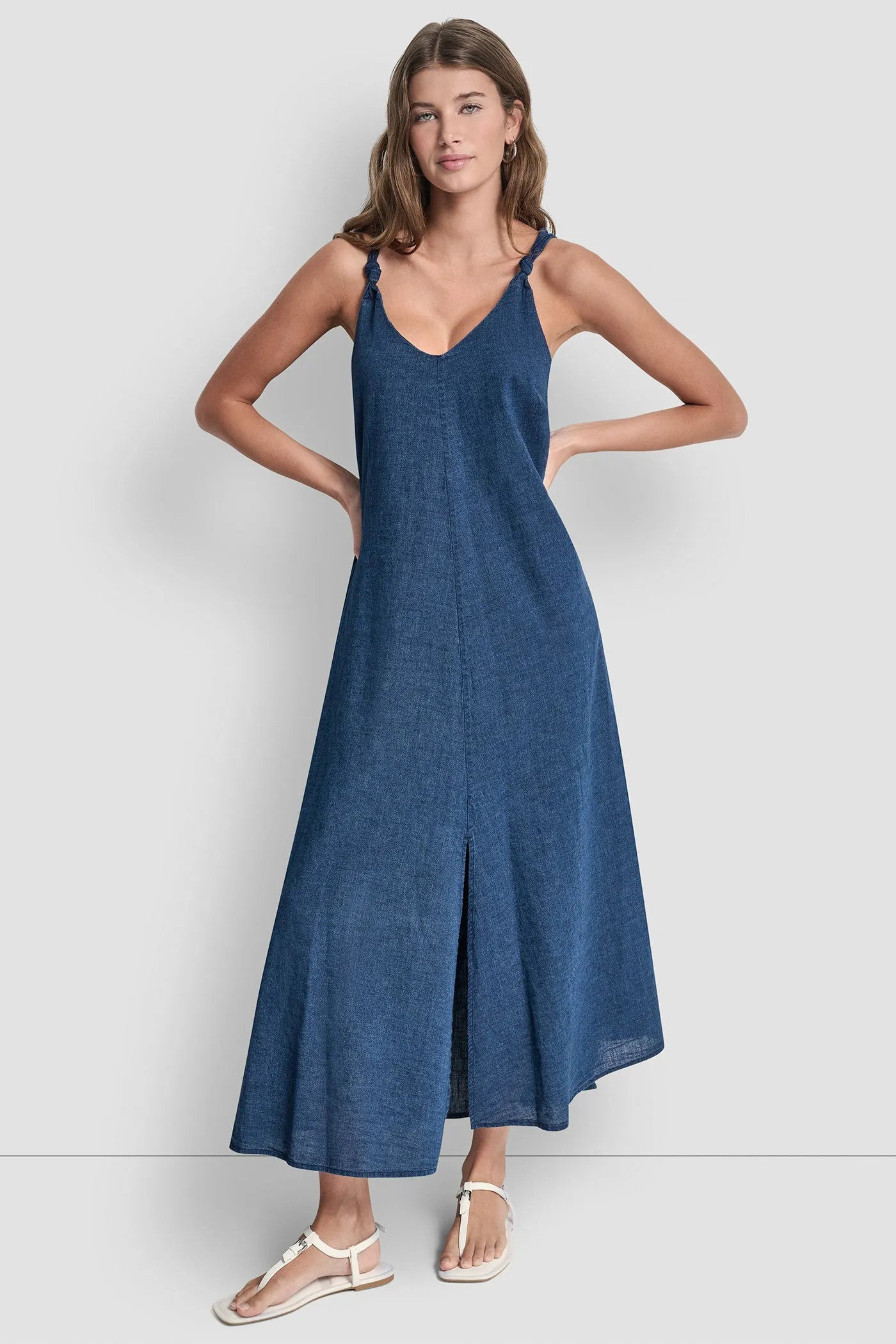 KNOTTED STRAP V-NECK MAXI DRESS sold by DKNY product image thumbnail 4