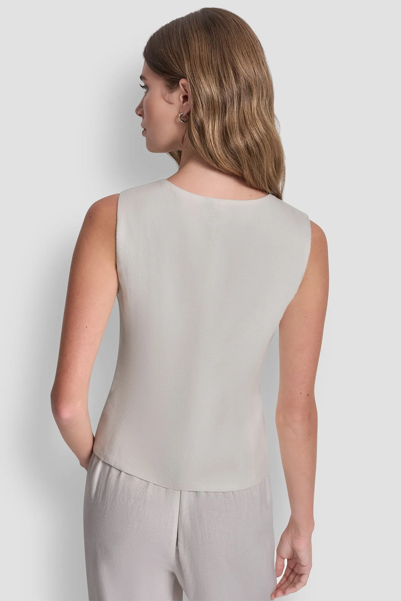 LINEN BUTTON-FRONT VEST sold by DKNY product image thumbnail 2
