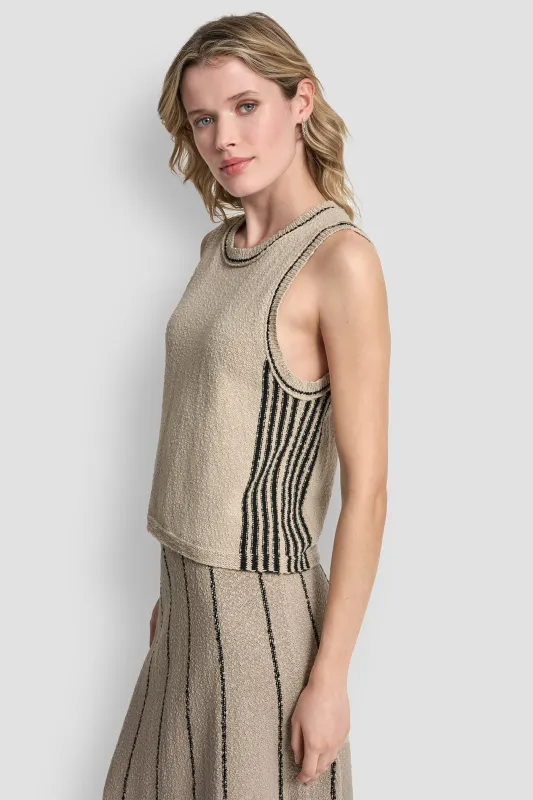 SLEEVELESS SWEATER WITH STRIPED DETAIL sold by DKNY
