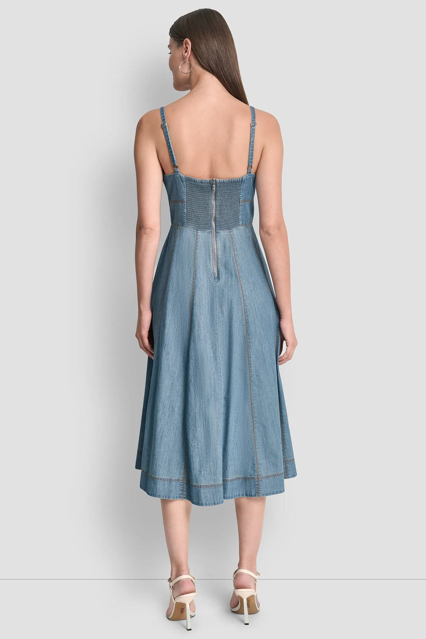 DENIM MIDI FIT & FLARE DRESS sold by DKNY product image thumbnail 3