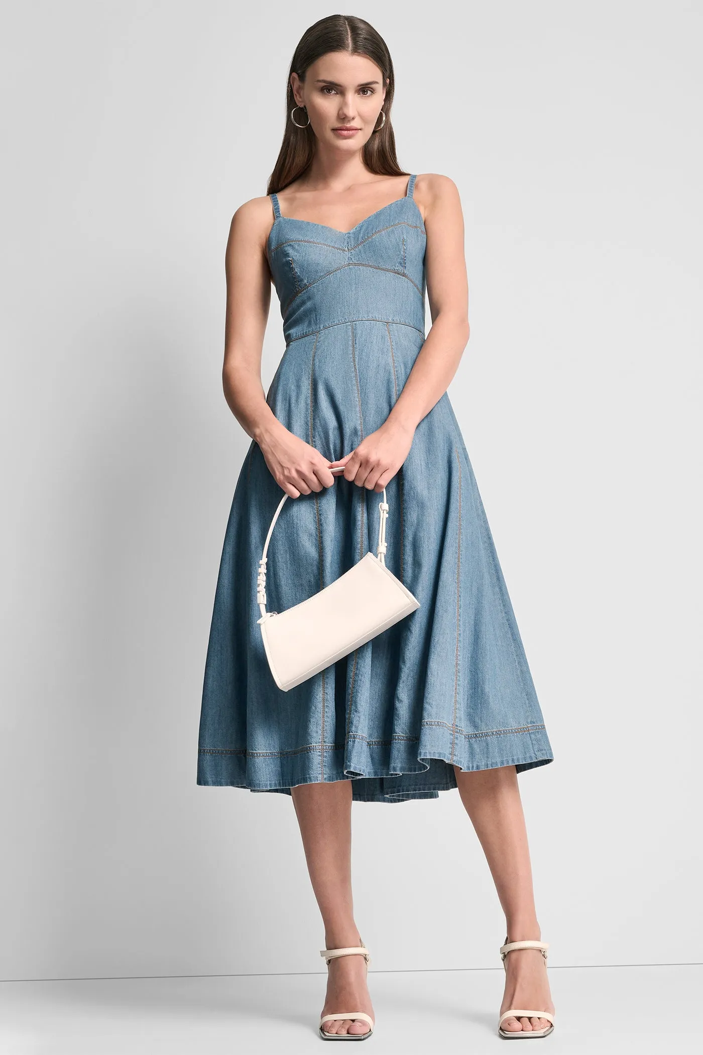 DENIM MIDI FIT & FLARE DRESS sold by DKNY