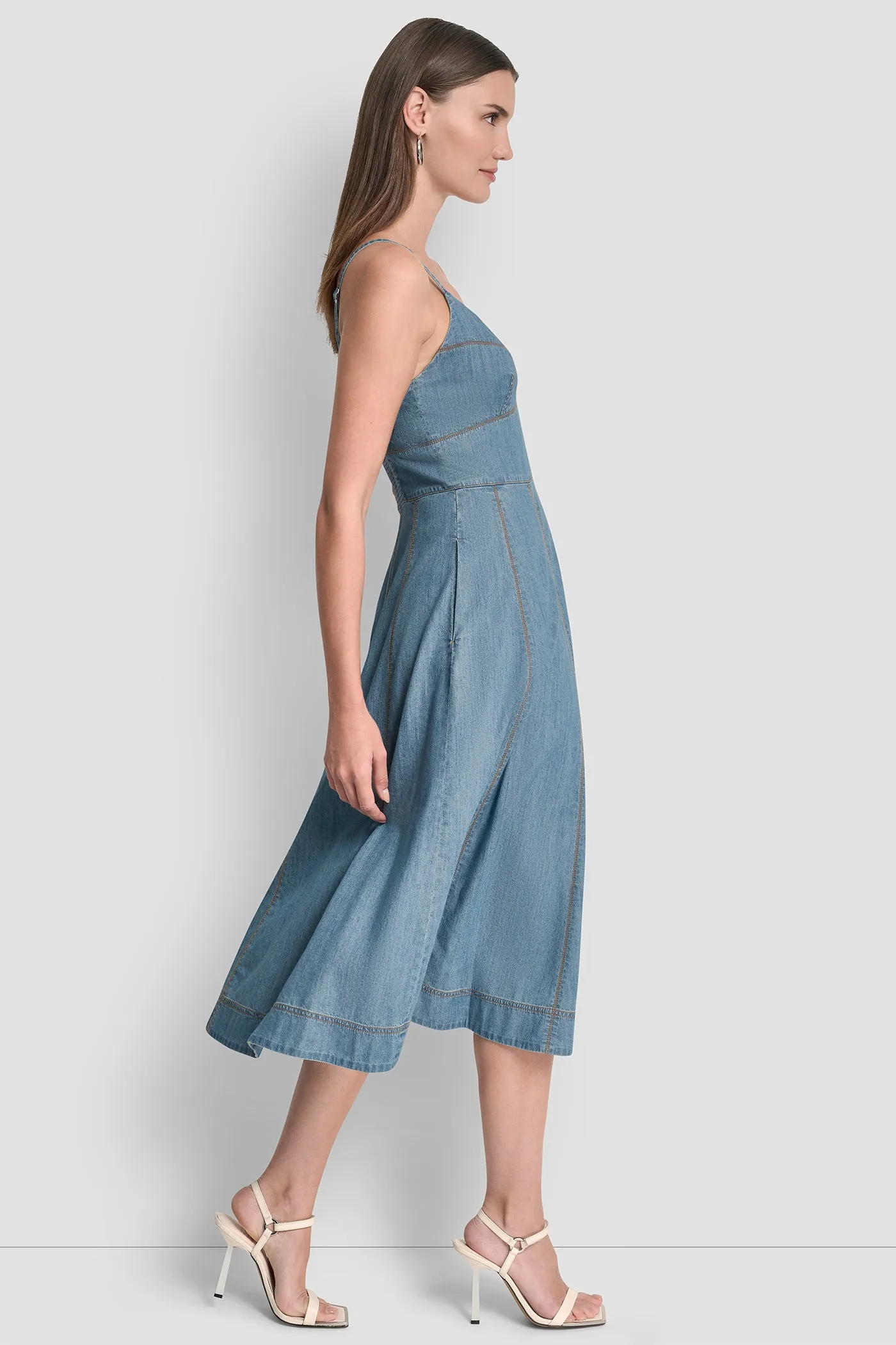 DENIM MIDI FIT & FLARE DRESS sold by DKNY product image thumbnail 4