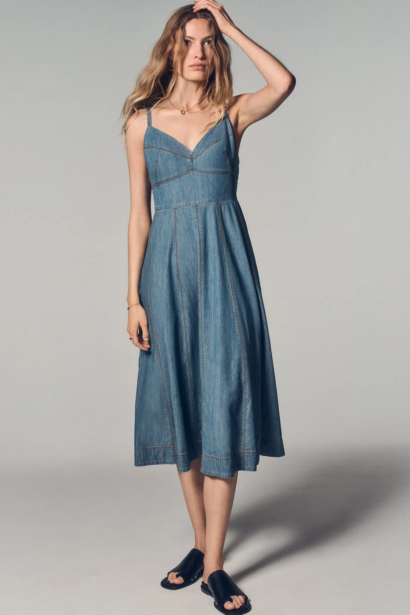 DENIM MIDI FIT & FLARE DRESS sold by DKNY product image thumbnail 2