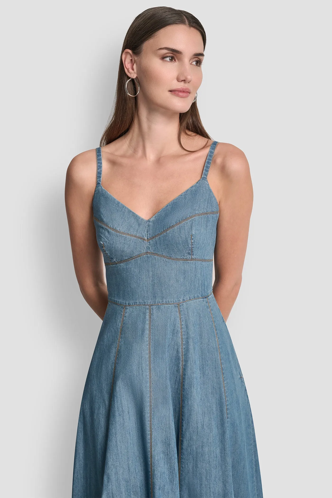 DENIM MIDI FIT & FLARE DRESS sold by DKNY product image thumbnail 5