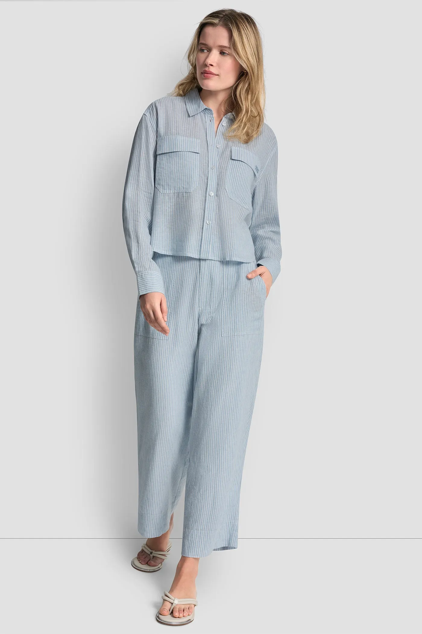 LINEN-BLEND BUTTON-FRONT SHIRT sold by DKNY product image thumbnail 4