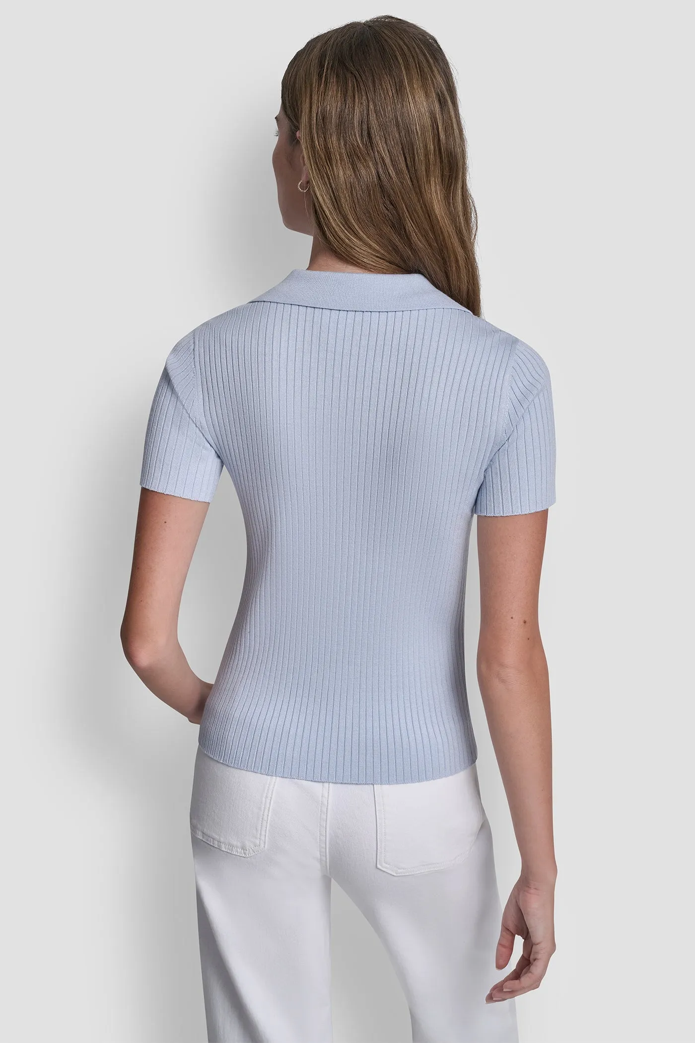 RIBBED POLO WITH RHINESTONE BUTTONS sold by DKNY product image thumbnail 3
