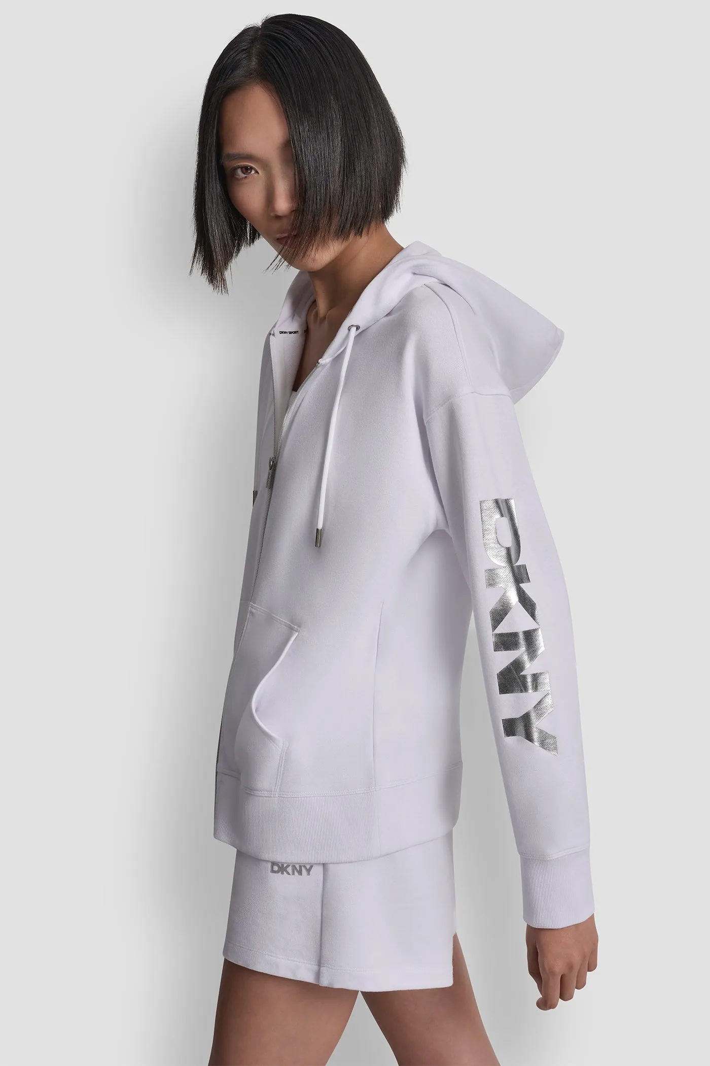 FOIL LOGO FULL-ZIP HOODIE sold by DKNY product image thumbnail 3