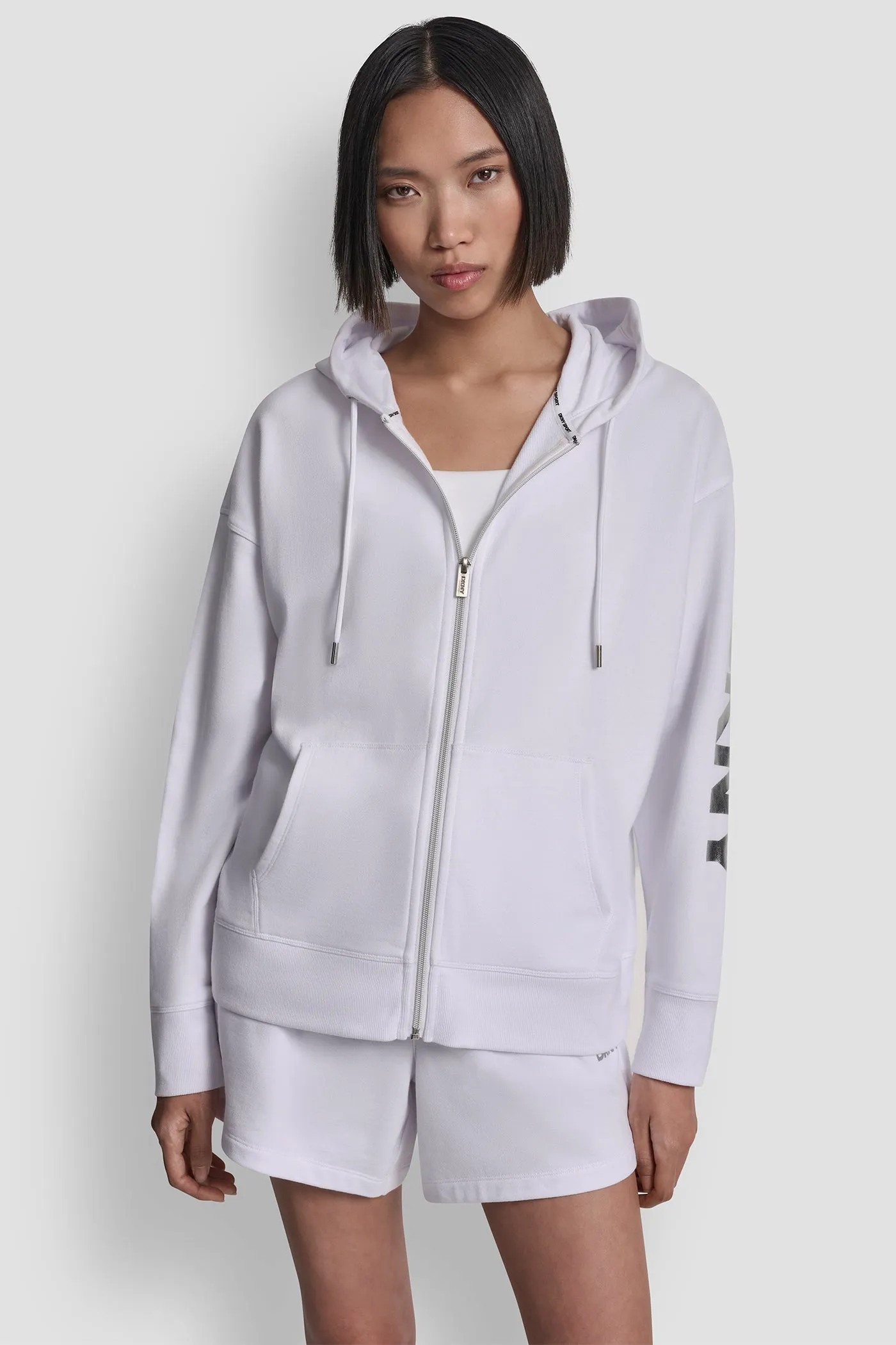 FOIL LOGO FULL-ZIP HOODIE sold by DKNY product image thumbnail 4