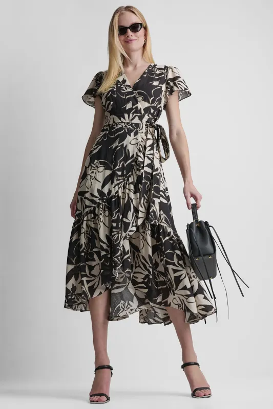 WRAP-EFFECT MIDI DRESS made by DKNY