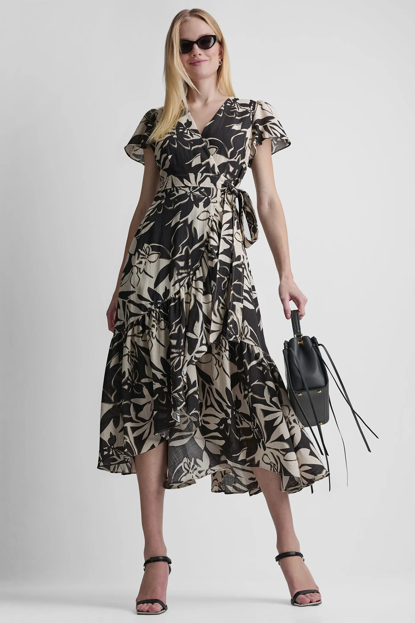 WRAP-EFFECT MIDI DRESS sold by DKNY