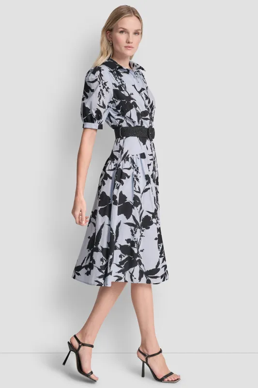FLORAL PRINT MIDI SHIRT DRESS sold by DKNY