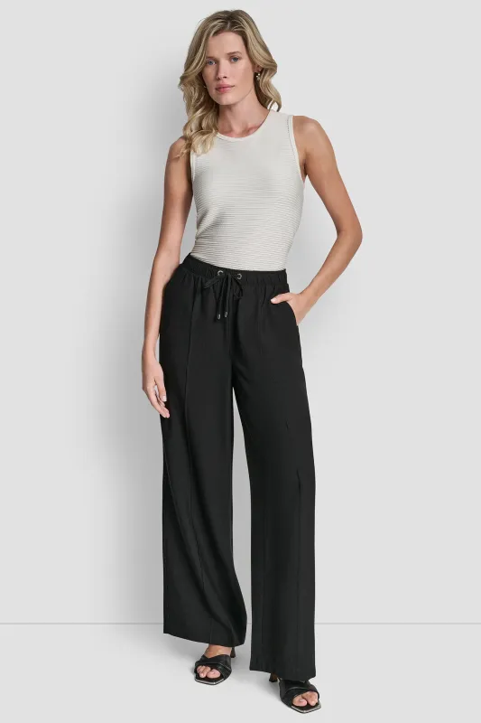 SEAMED WIDE LEG PULL-ON PANT sold by DKNY