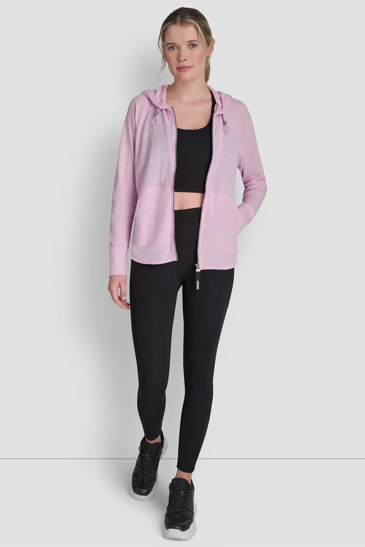 WAFFLE-KNIT HOODED JACKET sold by DKNY product image thumbnail 4