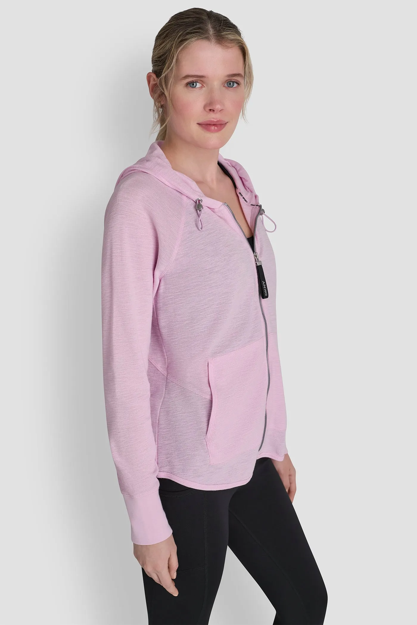 WAFFLE-KNIT HOODED JACKET sold by DKNY product image thumbnail 3