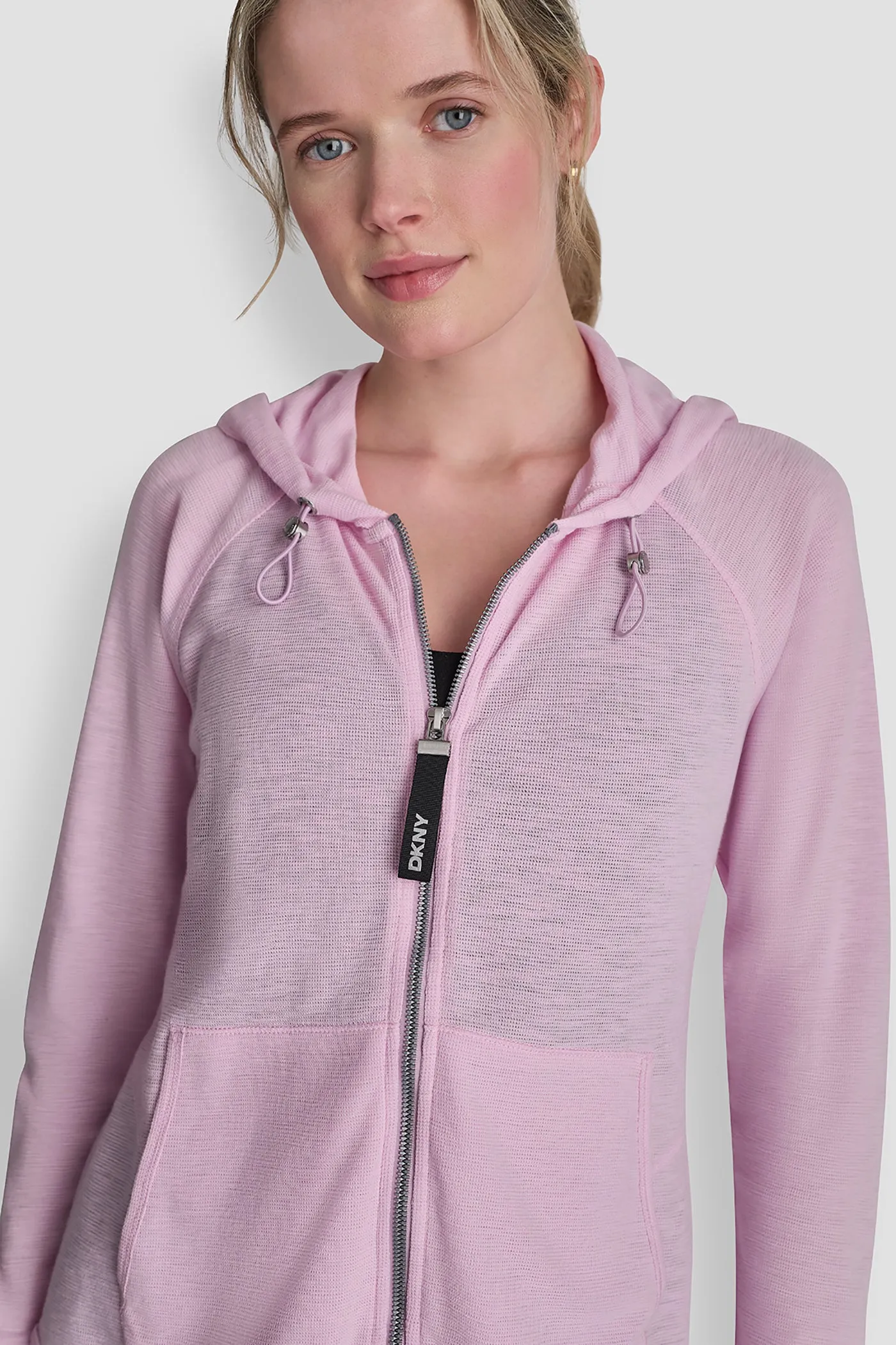 WAFFLE-KNIT HOODED JACKET sold by DKNY product image thumbnail 5