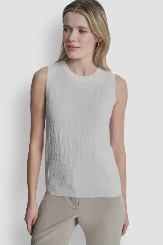 SWEATER TANK WITH ALL OVER LOGO sold by DKNY