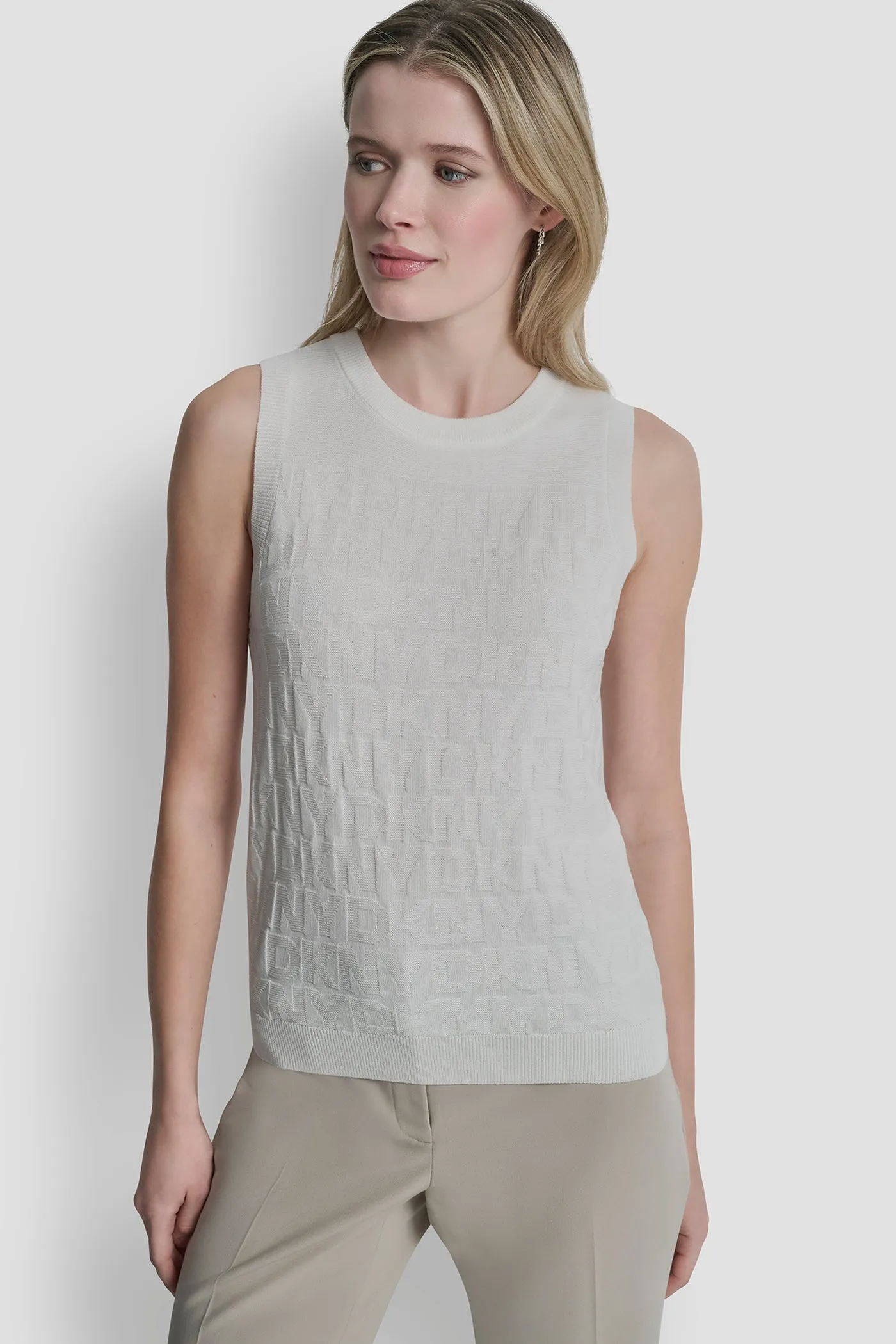 SWEATER TANK WITH ALL OVER LOGO sold by DKNY